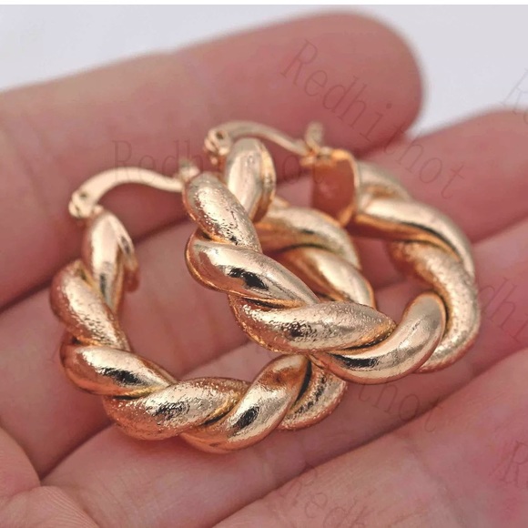 Gold Filled Earrings Twisted Hemp RopeDelicacy - Picture 2 of 4